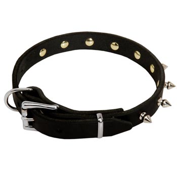 Dog Dog Leather Collar Steel Nickel Plated Spikes