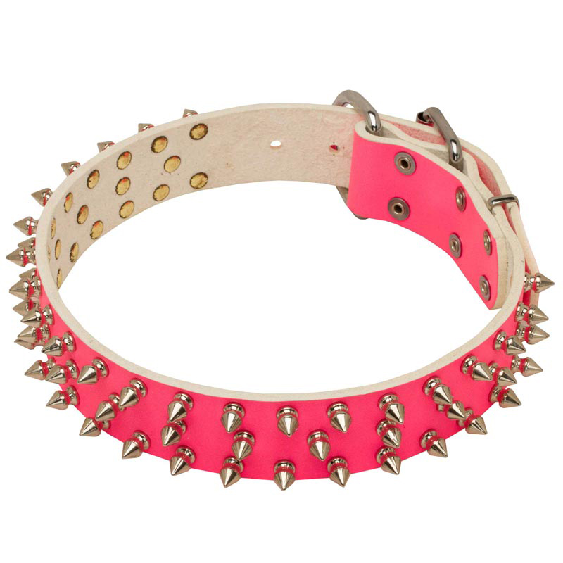 pink spiked dog harness