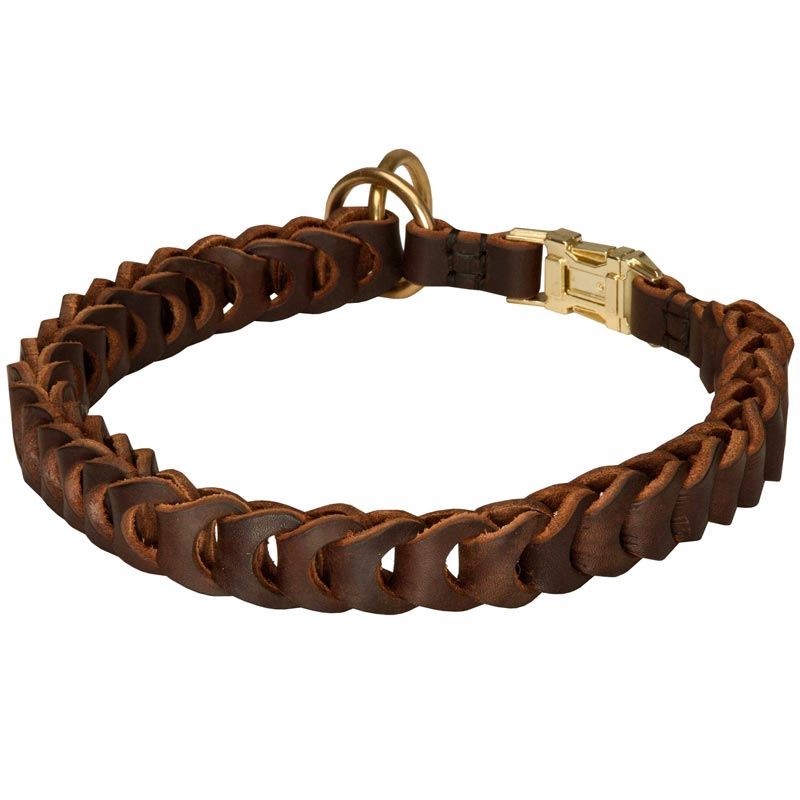 Dog Choke Leather Collar Braided [C6###1144 Braided Leather Collar ...