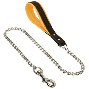 Chain Leather Dog Leash with Padded Handle